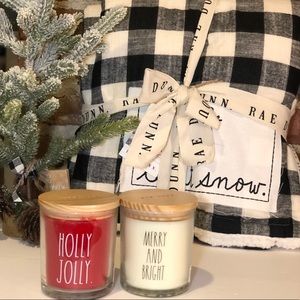 Rae Dunn “Let it Snow” blanket &2 Candles